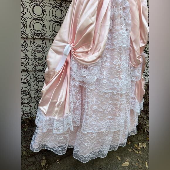 Vintage 80s ZumZum Peach Ruffle Lace Pickups Miss Peach Bo Peep Gown Dress 5/6 - Picture 3 of 11